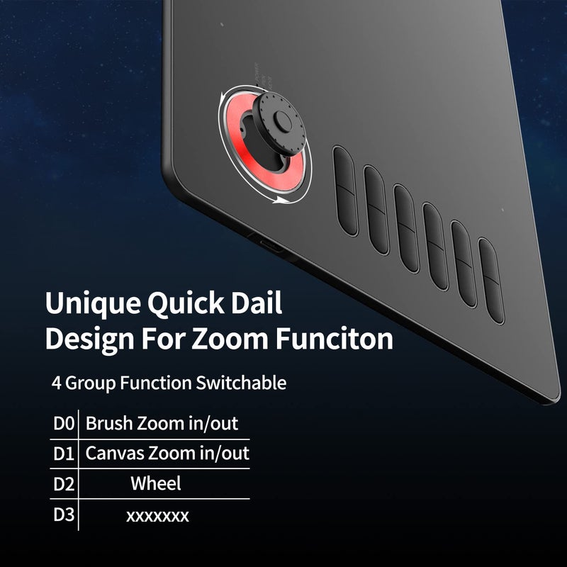 Veikk لوحة رسم رقمية VEIKK A15Pro مع قلم رسومات 10 × 6 بوصة مع 12 مفتاح اختصار و 1 قرص سريع، تدعم وظيفة الميل، لنظام MAC/Win/Linux/Android (أحمر) - Image 5